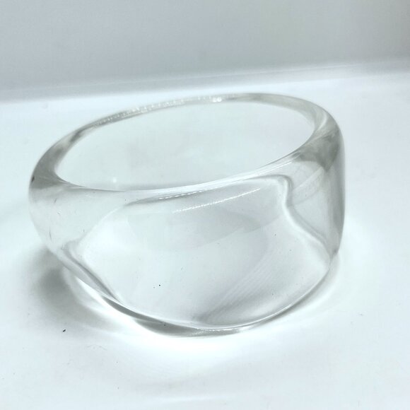 VINTAGE PLASTIC BANGLE SET White Green Clear Bracelet Lot Retro Mod Statement - Picture 10 of 15